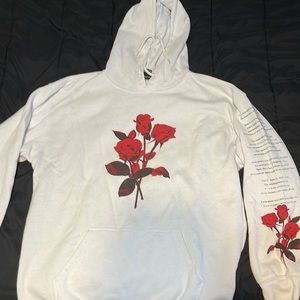 Forever 21 white rose hoodie size large